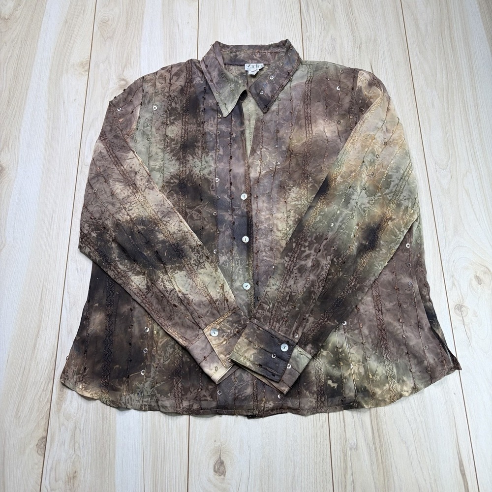 Vadia Buenos Aires Women's Abstract Button Up Top Size 5 Lightweight